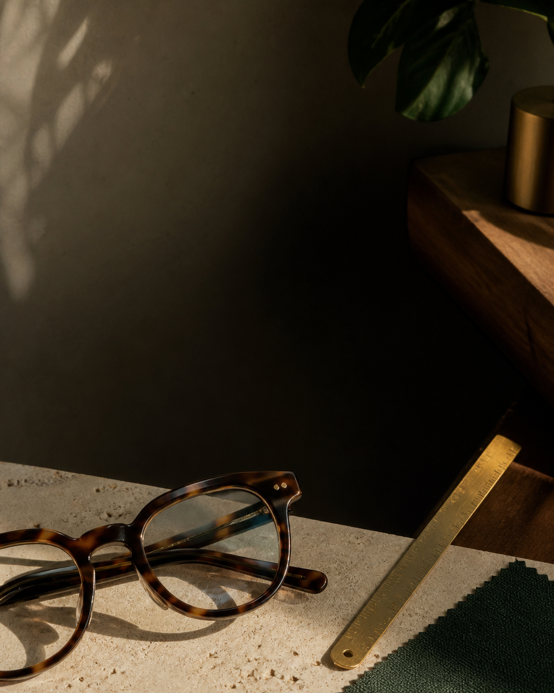 Tortoiseshell eyeglasses with brass styling details